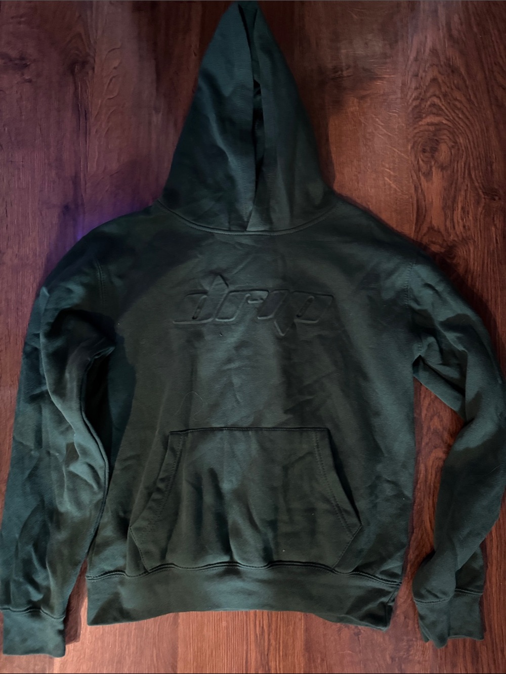 Youth Dark Green Embossed Logo Hoodie Sweatshirte
